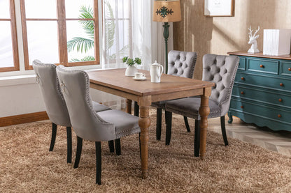 Eetkamerstoel – Stoel – Dining Chair – Houten Stoel – Velvet Stoel – Set Van 2 – Massief Houten Frame – Fluwelen Bekleding Met Nagelkopdetails