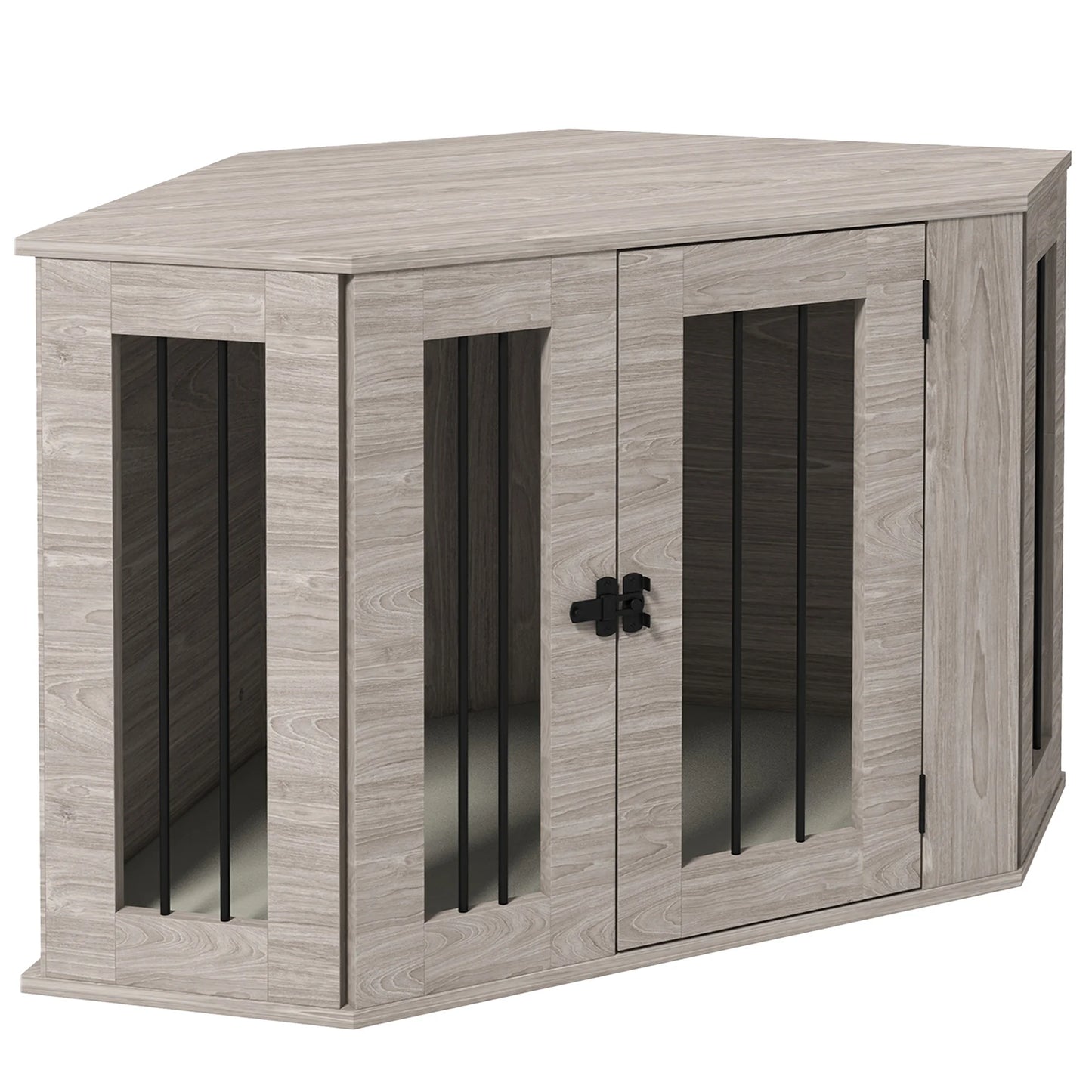 Hondenbench – Hondenhok – Hondenmand – Hond Bench – Houten Constructie – Afneembaar Kussen - 104 x 55 x 63 cm - Grijs