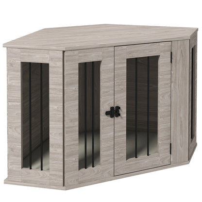 Hondenbench – Hondenhok – Hondenmand – Hond Bench – Houten Constructie – Afneembaar Kussen - 104 x 55 x 63 cm - Grijs