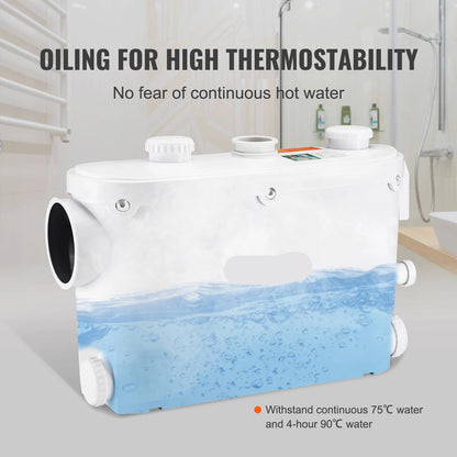 Macerator Pomp - Waterpomp - Vuilwaterpomp - 500W - 6600 L/u Capaciteit - 8m Opvoerhoogte - 3 Inlaten voor Afvalwater Afvoer