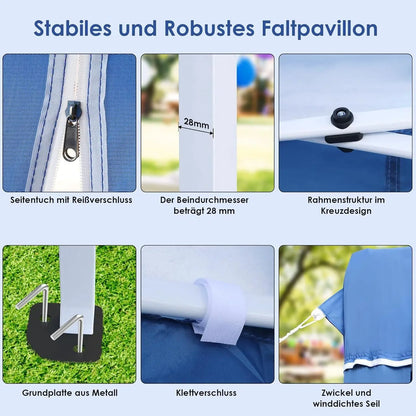 Tuinpaviljoen – Vouwwagen – Overkapping – Partytent – Marktstand – 3x6 Meter – UV-Bestendig