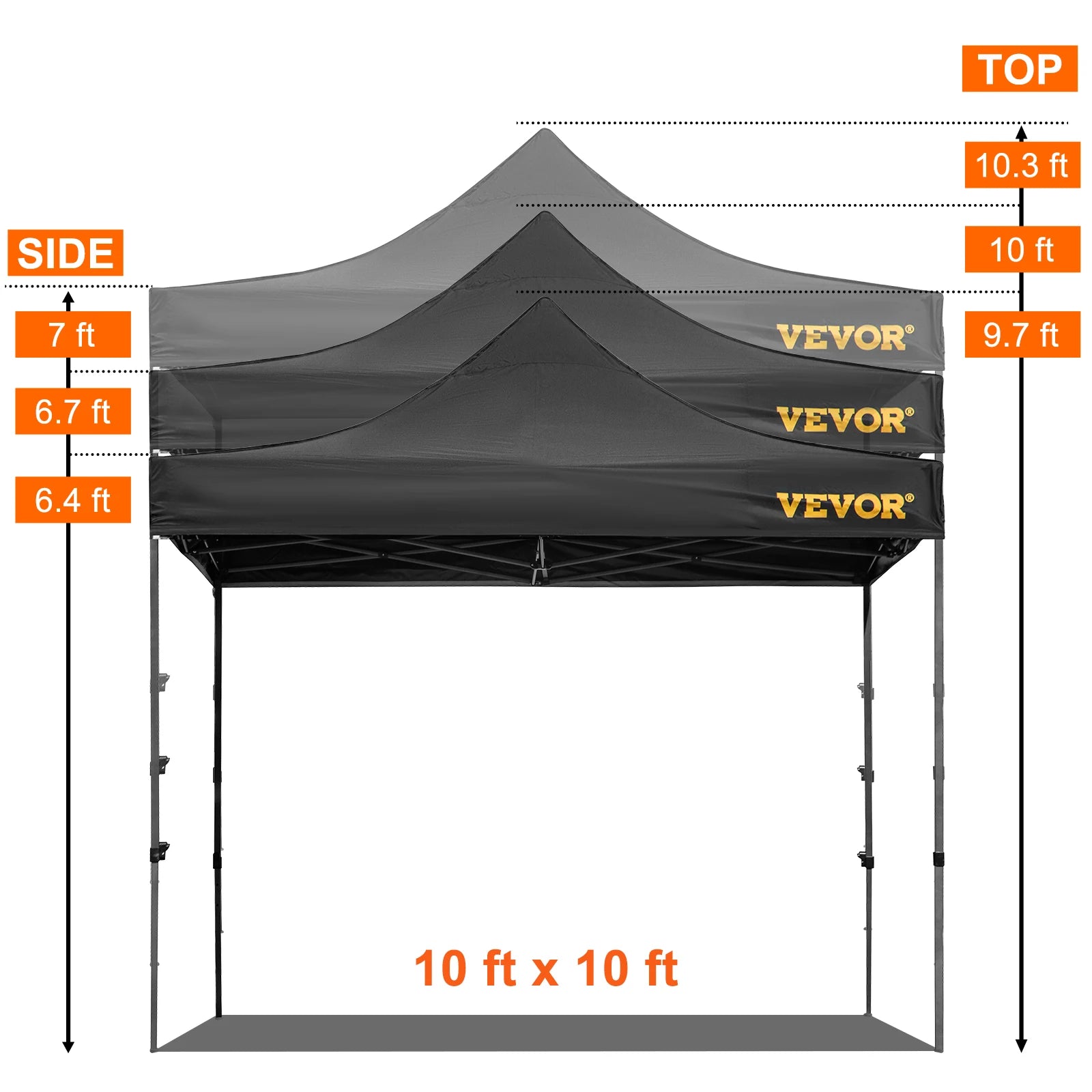 VEVOR 10x10 Pop Up Canopy Tent Outdoor Ten with Removable Sidewalls and Wheeled Bag Instant Portable Shelter for Parties Camping - QUORE