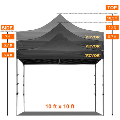 VEVOR 10x10 Pop Up Canopy Tent Outdoor Ten with Removable Sidewalls and Wheeled Bag Instant Portable Shelter for Parties Camping - QUORE