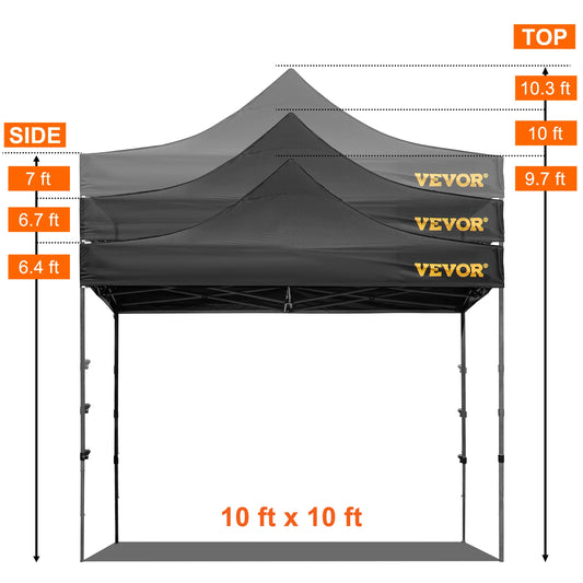 VEVOR 10x10 Pop Up Canopy Tent Outdoor Ten with Removable Sidewalls and Wheeled Bag Instant Portable Shelter for Parties Camping - QUORE