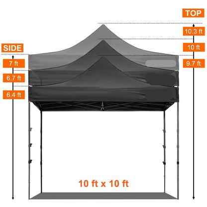 Canopy Tent - Tent - Pop up tent - Partytent - Paviljoen - 10x10ft – Partytenten - Waterdicht & UV-bescherming – Verwijderbare Zijpanelen – Inclusief Wheeled Bag - Zwart - QUORE