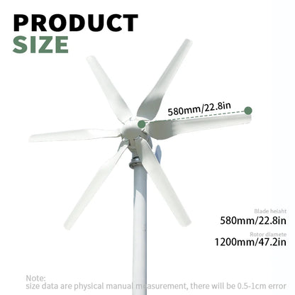 12V Windmolen Generator – Windturbine – Windenergie Generator – Windkracht Turbine – Windmolen Systeem – 3000W Vermogen – MPPT-Regelaar Voor Maximaal Rendement