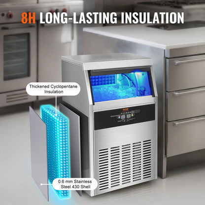IJsblokjesmaker – Ijsmachine – Ijsblokjesapparaat – IJsblokjesmaker Voor Thuis – 36 Kg/Dag – RVS Ontwerp – Stil Met Waterfilter - QUORE