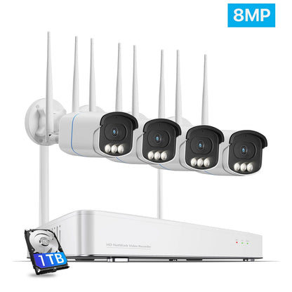 Beveiligingscamera – Bewakingscamera – Beveiligingssysteem – Camerabewaking – 8MP – Nachtzicht Met Kleuren – IP66 Waterdicht - 4 Stuks