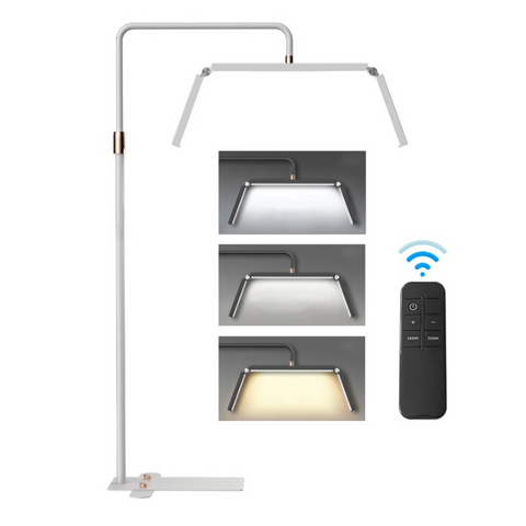 Salonlamp - LED Videolamp – Opvouwbaar Vloermodel – 40W - Halve Maanlamp – 3200K-5600K – Met Standaard, Telefoonhouder & Afstandsbediening – Voor Make-up -  Schoonheidssalon - Live Streaming - Wit