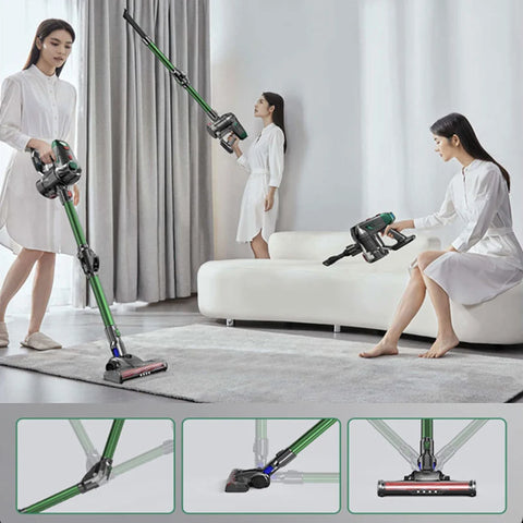 Handstofzuiger met Steel - Draadloze Steelstofzuiger - Draadloze stofzuiger - Afneembare Kruimelzuiger - Zakloze stofzuiger - 15kPa - HEPA - 150W - Groente