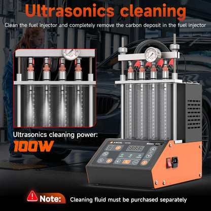 Brandstofinjector Reiniger En Tester – Injector Cleaner – Injector Tester – Ultrasone Reiniging – In-Veertuigreiniging – Meerdere Testfuncties – Voor 4-Cilinders