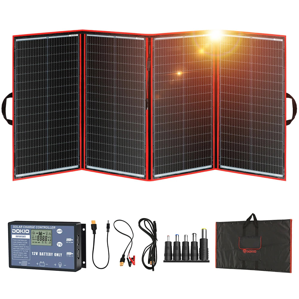 Inklapbaar Zonnepaneel – Draagbaar Paneel – 300W Solar Charger – Camping Zonnepaneel – Compact Formaat – Met 12V-Controller - QUORE