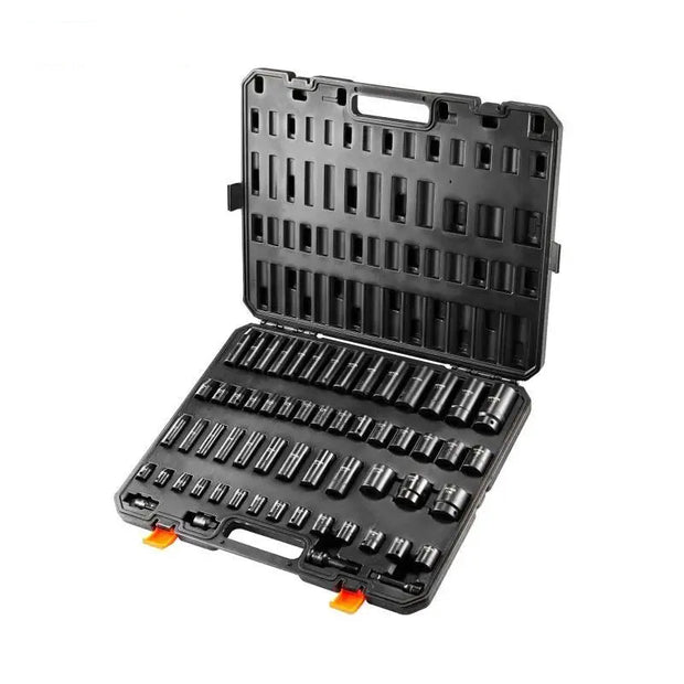Impact Doppenset – 59-delige 3/8" & 1/2" Drive – Cr-Mo Staal – Slagmoersleutel Doppen – SAE & Metrisch (6-32mm) – Met Opbergkoffer – Zwart