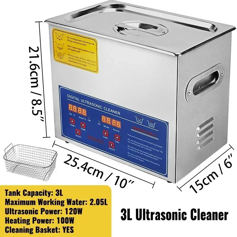 Ultrasoon Reiniger - Roestvrij Staal Professionele -  Ultrasone Reinigingsapparaat - Digitale Verwarmings Timer - Sieraden - Brillen - Tanden - 10L - QUORE