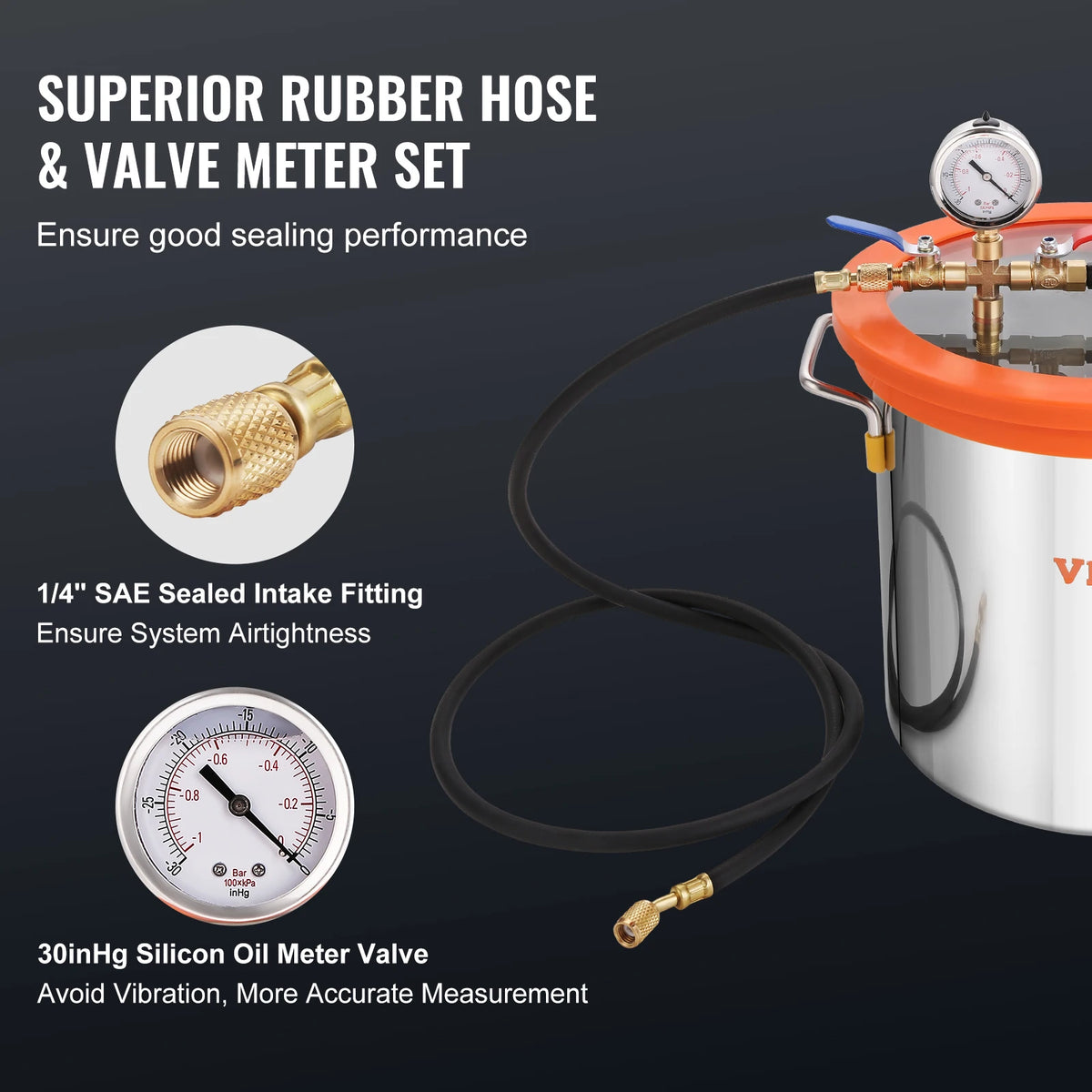 Vacuümpomp - Koelmiddel vacuümpomp - Koelgereedschap - HVAC-koeling - Vacuümkamer - 3,5 CFM - 3 gallon - Oranje - QUORE