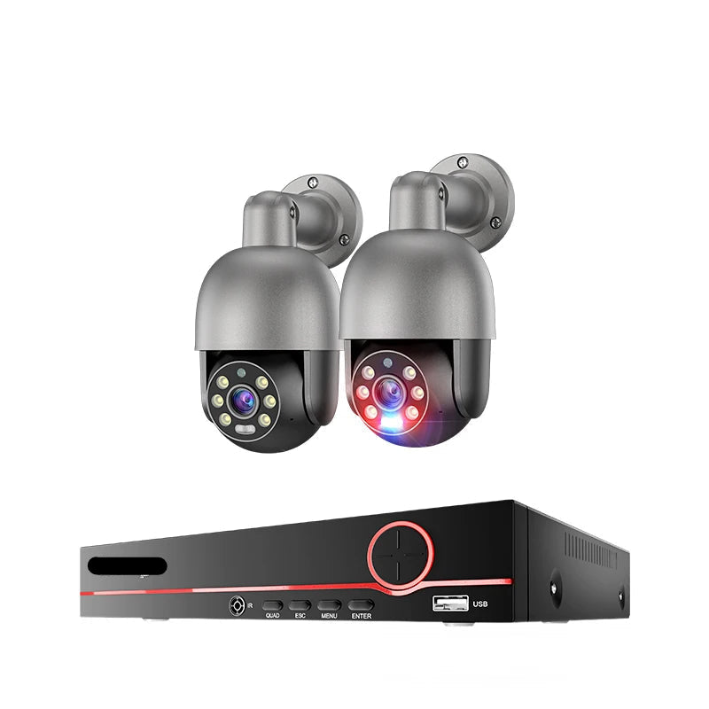 Beveiligingscamera Systeem – Camerabewaking – CCTV Camera Set – Bewakingscamera – Inbraakbeveiliging – 2 x 8MP POE Camera’s – Full Color Nachtzicht & Automatische Menselijke Tracking - QUORE