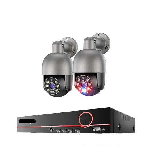 Beveiligingscamera Systeem – Camerabewaking – CCTV Camera Set – Bewakingscamera – Inbraakbeveiliging – 2 x 8MP POE Camera’s – Full Color Nachtzicht & Automatische Menselijke Tracking - QUORE
