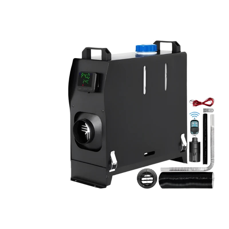 Diesel Heater - Auto Heater - Parkeer Heater - Diesel Heater - 8KW - 12V - Eén Gat voor Stopcontact - met Zwarte LCD Schakelaar - Snel Verwarmende Heater - Zwart - QUORE