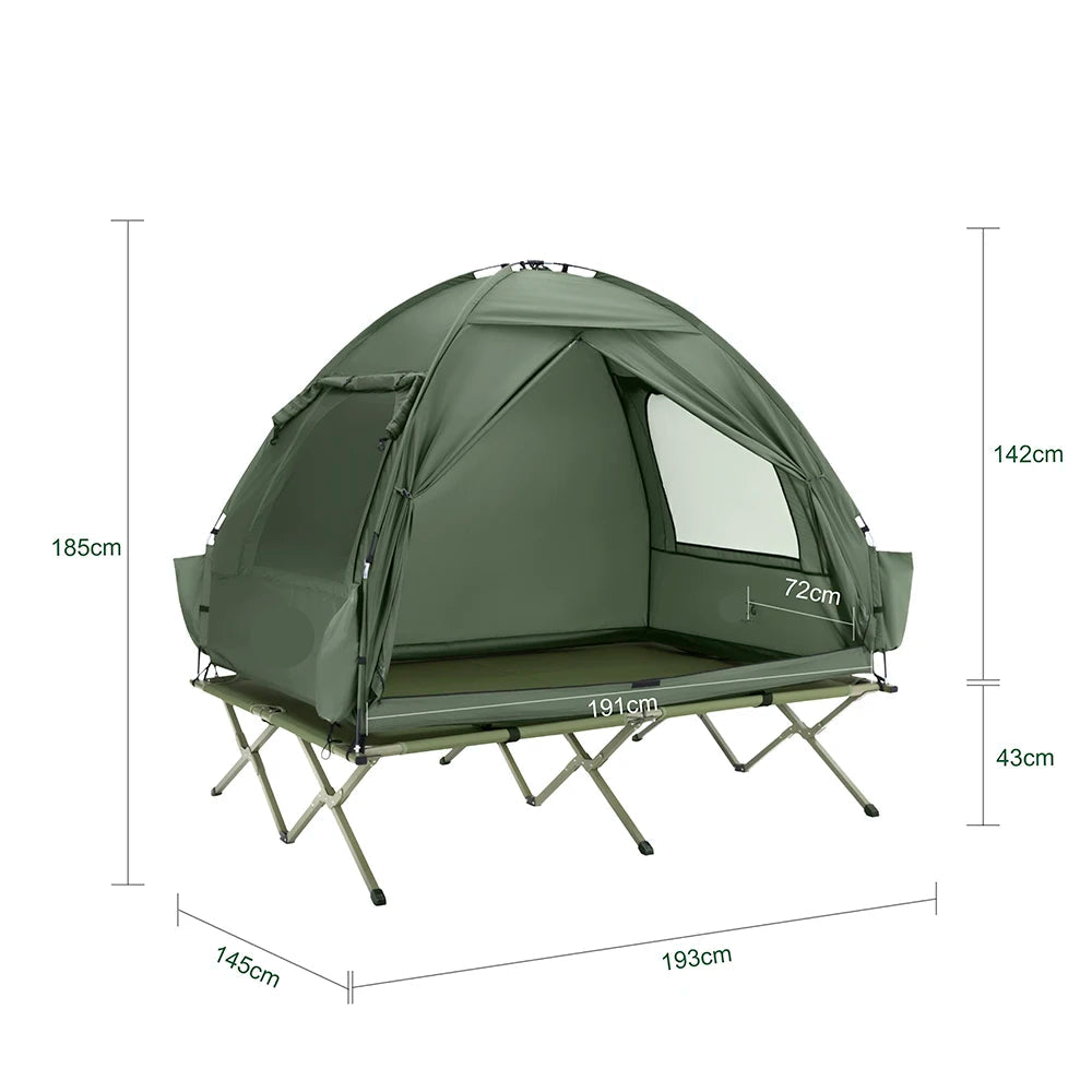 Campingtent - Opblaasbare Tent – Kampeertent – Lichtgewicht Tent – Outdoor Tent – Snelle Inflatie – Aluminium Frame – Compact Draagtas - Groen
