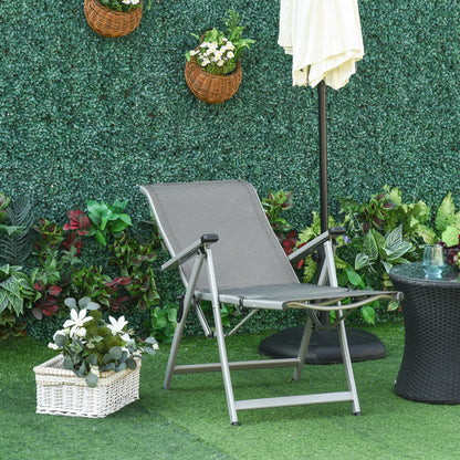 Vouwbare Tuinlounge Stoel - Verstelbare Ligstoel - 10 Posities - Ademend Textiline Stof - Weerbestendig - Opvouwbaar - Tuin, Terras, Zwembad - Grijs