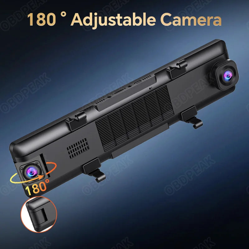 Dashcam voor Auto - WiFi - Dashcams - FullHD video - Met 3 camera's - Super compact - 16:9 - 10.26 inch Scherm - Zwarte doos GPS - Zwart