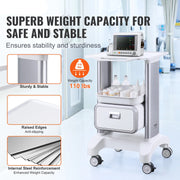 Laboratoriumkar - Wagen - Kar - Wit 4 PP 2 4 - met ABS materiaal Lab Rolling Cart - voor Lab Clinic Ziekenhuis Salon