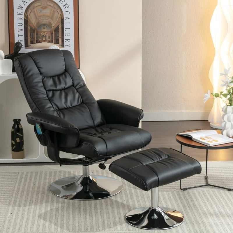 Massagefauteuil – Massagestoel – Relaxfauteuil – Elektrische Stoel – Wellnessstoel – PU Bekleding – 5-Punts Massagefunctie – Met Voetensteun – Zwart