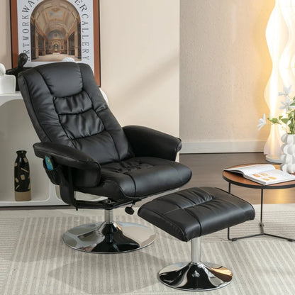 Massagefauteuil – Massagestoel – Relaxfauteuil – Elektrische Stoel – Wellnessstoel – PU Bekleding – 5-Punts Massagefunctie – Met Voetensteun – Zwart