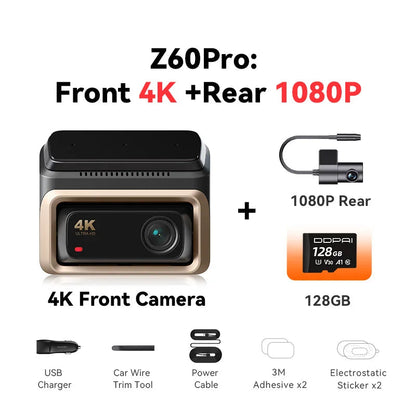Dashcam Auto – Videorecorder – Rijcamera – Auto Camera – Dual Lens – 4K Front + Full HD Achter – Sony STARVIS Sensor – 5GHz Wi-Fi & ADAS Veiligheidsfunctie - QUORE