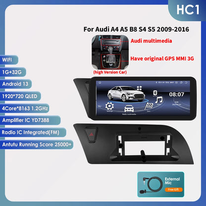 Hizpo AI Voice WIFI 4G-LTE Android 13 Car Radio for Audi A4 A5 B8 S4 S5 2009-2016 Multimedia Video Player GPS 2din BT Autoradio