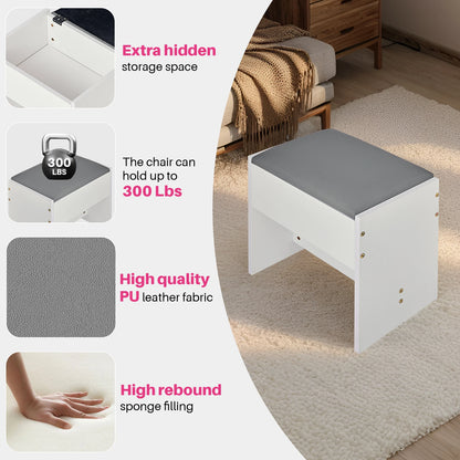 Make-Up Tafel – Kaptafel – Beautytafel – Schminktisch – Lade Meubel – Glazen Tafelblad – Instelbare LED-Verlichting - 46 x 15.4 x 54 inch