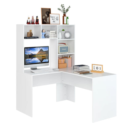 Hoekbureau - Bureau - Game Bureau - L-vormig Computertafel - 124.7 x 107.8 x 152.5 cm - Kantoor- en Studiemeubilair - Desk - Wit - QUORE