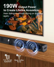 Ultimea - Soundbar - Soundbar for TV - Speakers - Speaker cables - Speaker - 3D Surround Soundbar - 190W - 50Hz-20KHz - Black