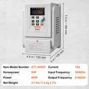 Inverter - Variable Frequency Drive - VFD - Drive Inverter - 5HP 4KW - 220V - Uitgang Variable Frequency Drive - voor AC Motor Snelheidsregeling