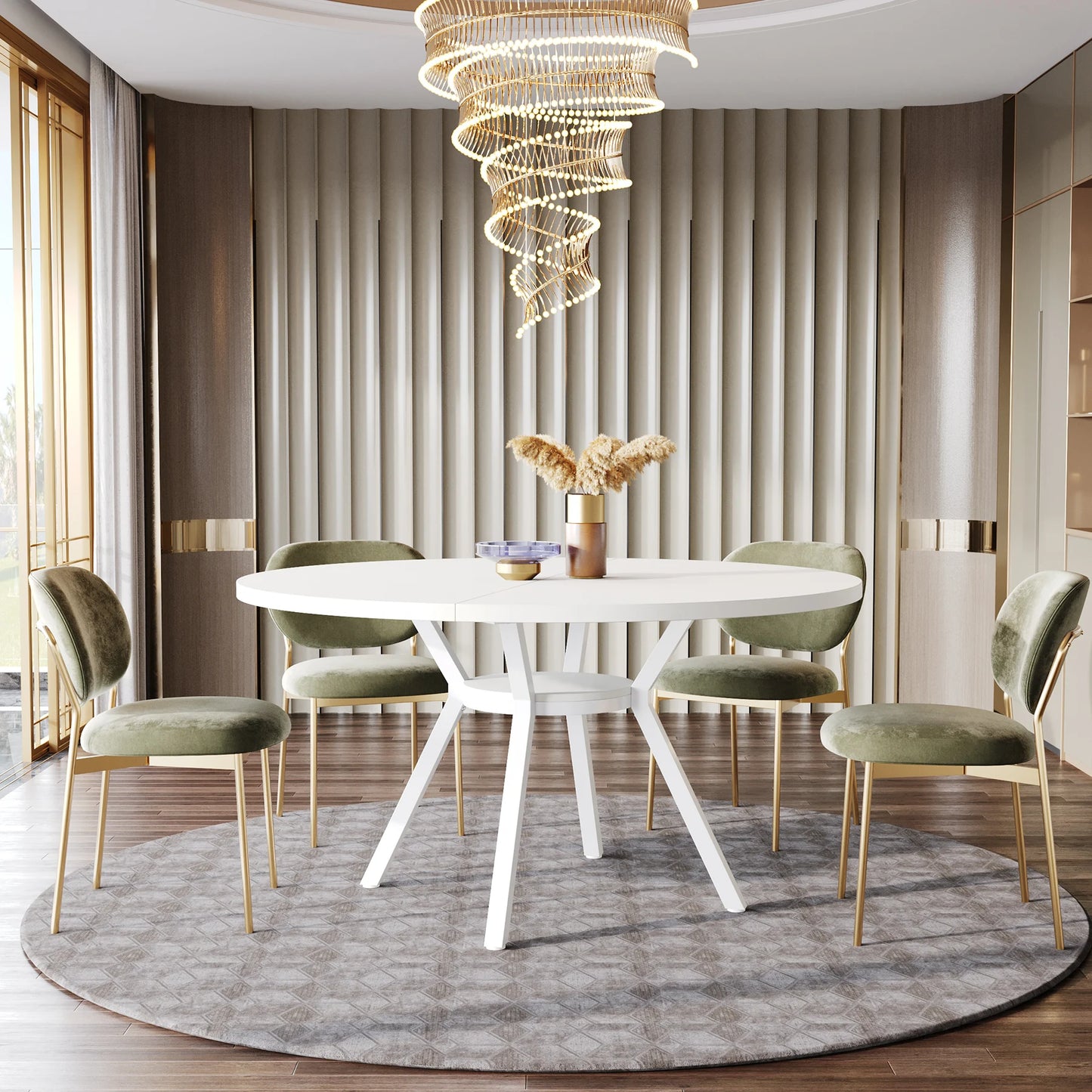 Ronde Eettafel – Ronde Tafel – Eettafel 6 Personen – Scandinavische Eettafel – Landelijke Tafel – MDF Blad – Metalen Onderstel - QUORE