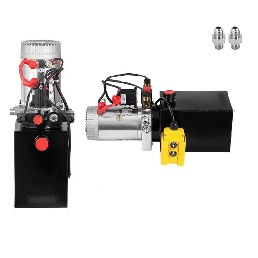 Hydraulische Pomp - Dumptrailerpomp - Hydraulisch Apparaat - 12V DC - 4 Quart Stalen Olie Reservoir - Dubbelwerkende Power Unit - 2 Werkingsstanden - Voor Dumptrailer, Truck Lift – Inclusief Afstandsbediening - Zwart