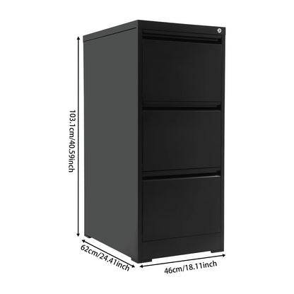 Archiefkast – Ladekast – Kantoorkast – Opbergkast – Ladeblok – Met 3 Lades – Afsluitbaar Met Slot – Staal Met PVC Coating