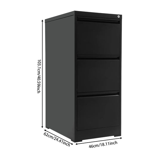 Archiefkast – Ladekast – Kantoorkast – Opbergkast – Ladeblok – Met 3 Lades – Afsluitbaar Met Slot – Staal Met PVC Coating