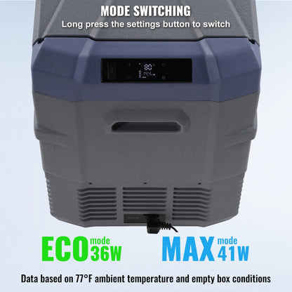 Mini koelkast - Auto Koelkast - Mini Fridge - Frigo - Draagbare Compressor Koelbox - Elektrische Vriesbox - 12/24V DC - 100-240V AC - 750W ± 15% - ≤ 45dB - 45L - 61.8 x 37.6 x 51.4 cm - Grijs