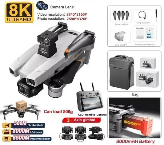 Drone – Drones – Quadcopter – Luchtcamera – Camera's – 8K Ultra-HD – 3-Assige Gimbal