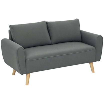 2-zits bank – tweezitsbank – zitbank – loveseat – compacte bank – donkergrijs – extra diepe zit 54 cm – cordstof met houten frame