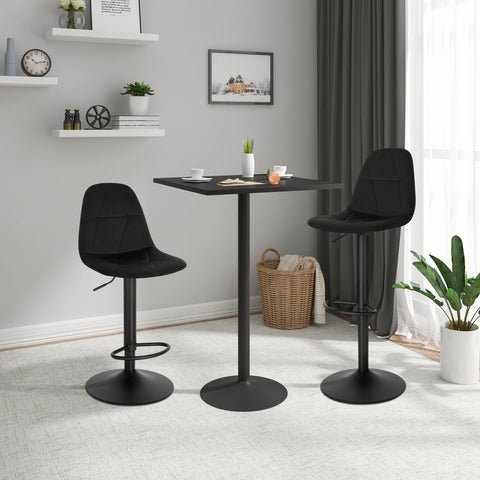 Barkrukken - Set van 2 Ergonomische Barstoelen – Fluweelen Zitten met Rugleuning – Verstelbare Hoogte (60-81 cm) – 360° Draaibaar – Stabiele Basis – Zwart