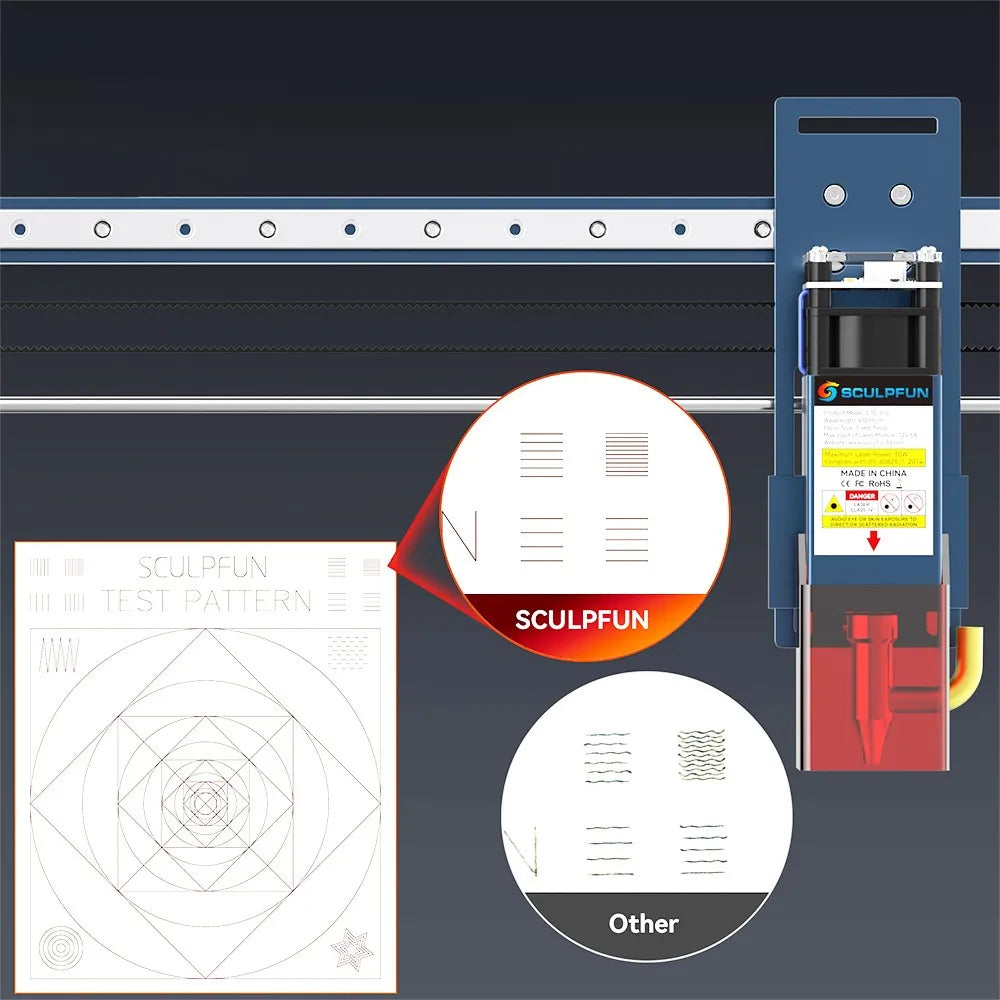 Lasergraveerder – Laser Cutter – Laser Snijder – CNC Graveermachine – Gravureapparaat – Automatische Luchtondersteuning – Ultra-Nauwkeurige Laserfocus 0,06 X 0,08 MM – Uitbreidbaar Werkoppervlak 410 X 400 MM