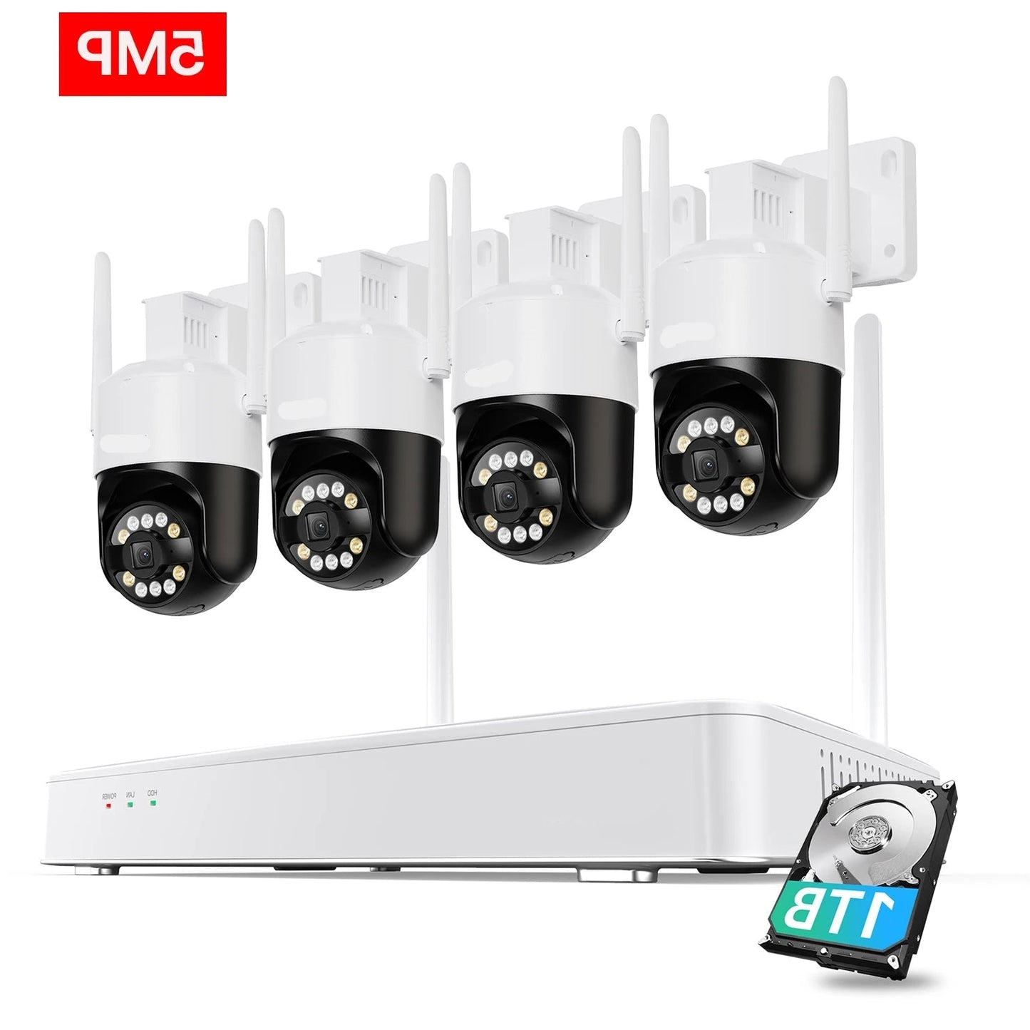 Beveiligingscamera – 4 Stuks - Camerabewaking – Inbraakbeveiliging – Buitencamera – Binnencamera – 4K Ultra HD – Pan & Tilt 360° draaibaar - QUORE