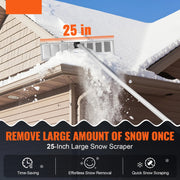 Snow Roof Rake – Adjustable Handle (1.5-6 m) – Aluminum Snow Thrower with Protective Wheels - 64 cm Wide Blade – Silver