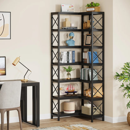 Hoeksalonkast – Hoekkast – Boekenrek – Opbergkast – 7-Laags Metalen Frame – 60 Cm Breedte – Verstelbare Pootjes