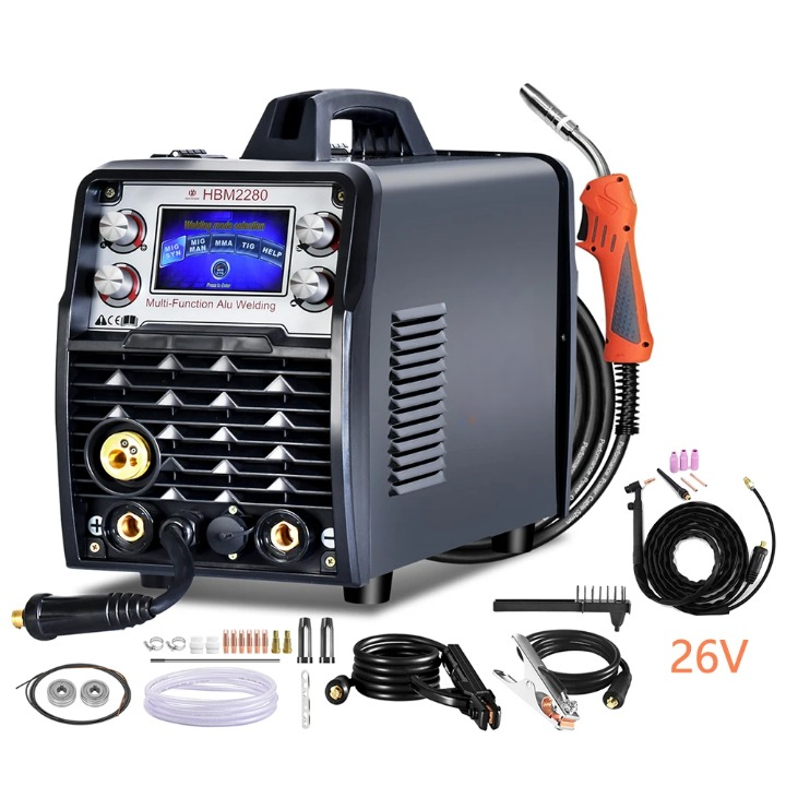 Elektrode Lasmachine - Lasmachine - Lasapparaat - Digitaal Inverterlassen - Draagbare - met 26V - MIG - MMA - ARC - LIFT TIG Inverter - 220V 50/60 Hz - 42.5 x 18.3 x 29 cm - Zwart