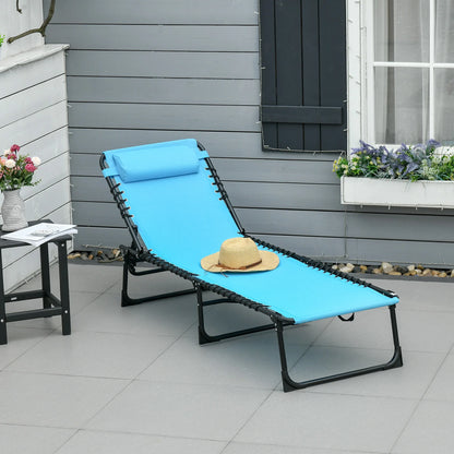 Vouwbare en Verstelbare 3-Weg Lounger Recliner - Tuinstoel met Lanyard Systeem - Blauwe Stoel - Ideaal voor Camping - Zwembad en Tuin - QUORE