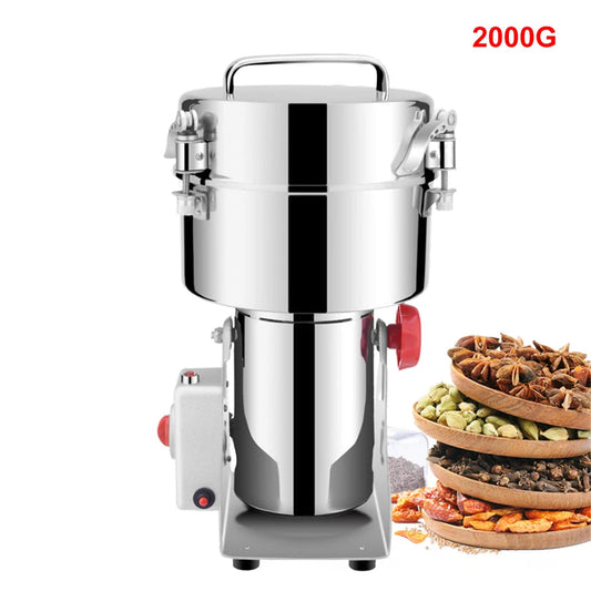 Multifunctionele Hoge Snelheid Krachtmolen – Kruidenmolen – Specerijenmaler – Koffiemolen – Granenmolen – 3000W Motor – 2000 Gram Capaciteit