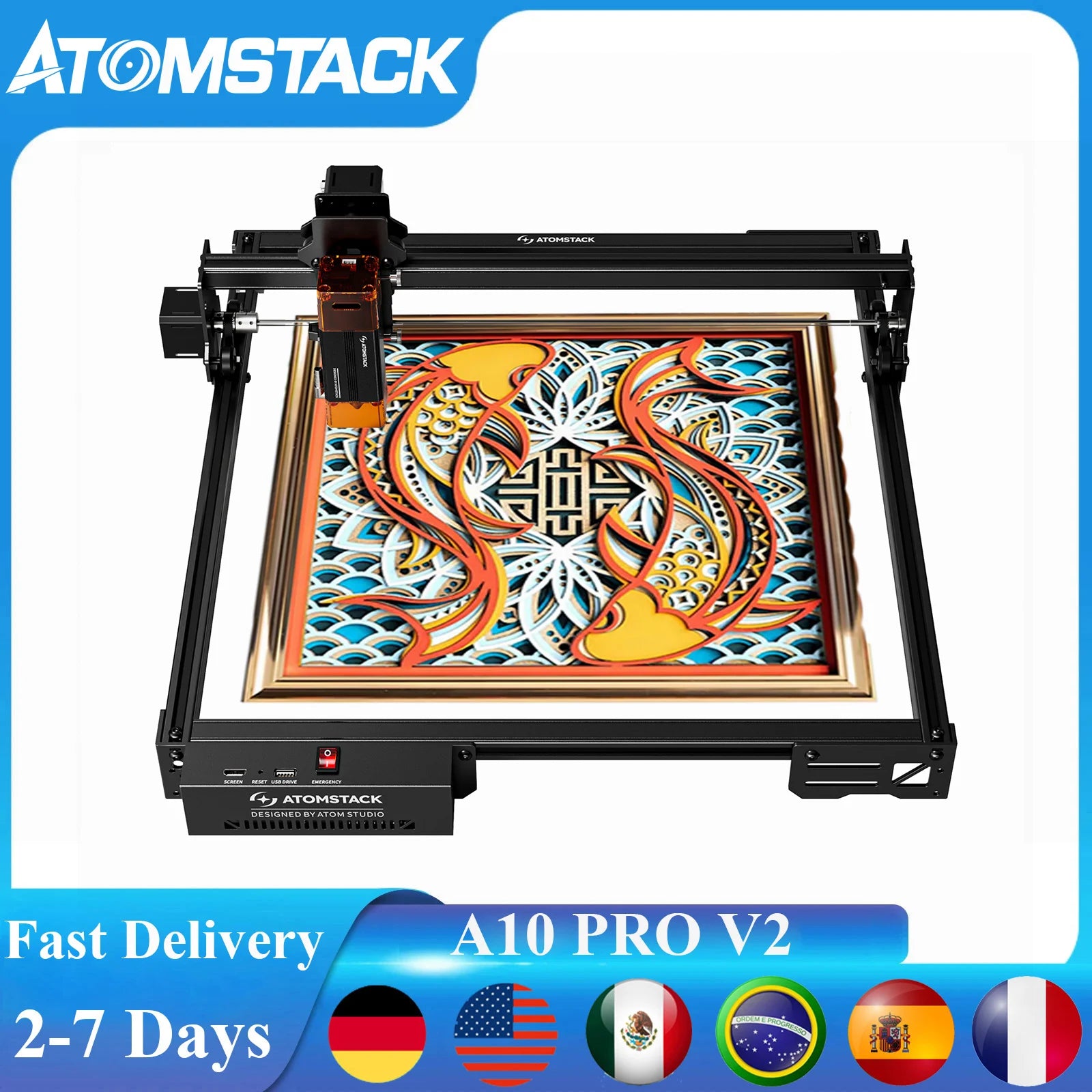 Lasergraveermachine – Laser cutter – CNC graveermachine – Laser snijder – Gravure apparaat – Groot werkoppervlak 410x380 mm – Magnetisch oogbeschermingsfilter - QUORE